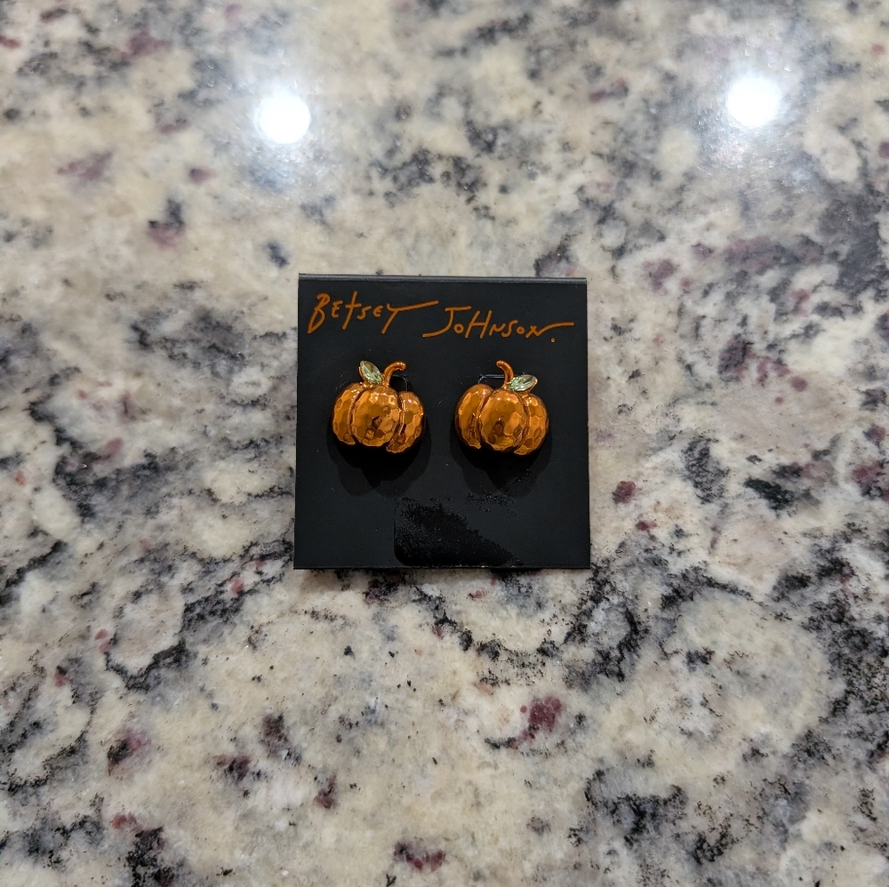 Betsey Johnson Orange Pumpkin Stud Earrings